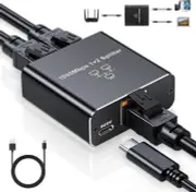 Gigabit Ethernet Splitter 1 to 2 - Network Splitter with USB Power Cable RJ45...