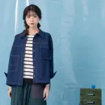 【MOSS CLUB】異材質拼接寬鬆牛仔長袖襯衫(藍 綠)