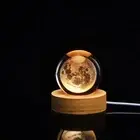 Wooden Base 3D Crystal Night Light - Bedroom Atmosphere Lamp