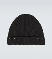 [Valentino Garavani] Valentino Garavani Rockstud ribbed-knit wool beanie One Size grey