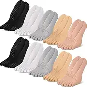[Geyoga] 10 Pairs Women Toe Socks for Bunion Align Toe Separated Socks No Show Finger Low Cut Liner Invisible
