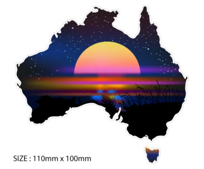 Vehicle sticker decal rainbow Australian Map sunset for Motorhome camper van