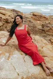[PUP4] Caterina Maxi Dress - Red XS Red