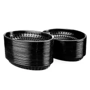 Kingrol 50 Pack Black Oval Fast Food Baskets, Food Serving Tray for Sandwiche...