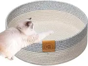 Cat Bed Scratching Post - Washable Dog Bed Basket | Cotton Rope Cat Basket Bed | Indoor Cats Scratching Board Mat | Scratcher Cotton Cat Basket Bed | Cat Basket Cozy Round for Sleeping