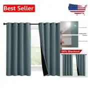 Greyish Blue Thermal Insulated Blackout Drapes 55"W x 57"L - 2 Panel Set