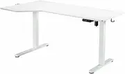 Luxsuite Electric Standing Desk Sit Stand Up Corner Table Height Adjustable L Shaped Computer Motorised Table with USB and Type-C Charging Port Home Office Furniture White