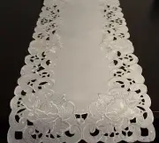 16"x54"Embroidered Tablecloth White Floral Table Runner Gift Party Home Decor