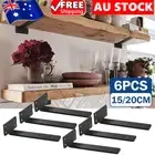 6X 15/20CM Floating Wall Shelf Brackets Heavy Duty Industrial Wall Shelves Black