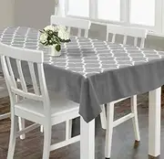 Dekor World Cotton Printed Ogee Collection Rectangle Table Cover for 8 Seater Dining Table - Grey
