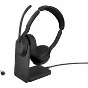 Jabra Evolve2 55 Wireless On-ear Stereo Headset - Binaural - Supra-aural - 3000 cm - Bluetooth - 20 Hz to 20 kHz - MEMS Technology, Noise Cancelling