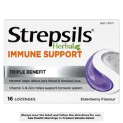 Strepsils Herbal Immune Support Elderberry Echinacea 16 Lozenges