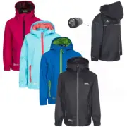Boys Girls Trespass Qikpac Waterproof Jacket Unisex Kids Breathable Raincoat