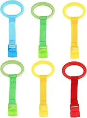 LIFKOME 6Pcs Stand Up Pull Rings Crib Hanging Assist Tools for Safe Walking Support Durable Design for Early Development and Fun