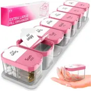 Extra Large Weekly Pill Organizer - XL Vitamin Holder with 7 Detachable AM PM...