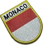 [BR44] BP0212EV 01 Monaco Country Flag Embroidered Patch Gold Border Uniform Kart Kimono, Hook Fasteners Attach to Tactical Hats and Gears