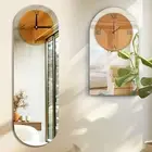 Mirror Wall Clock for Living Room Modern Silver and Bronze Minimalist Home Decor
