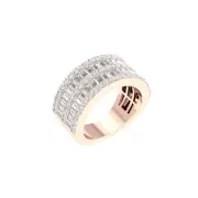 2.83 ct Round & Baguette Alternating Multi Row Moissanite Ring 14k Gold Plated