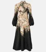 [Zimmermann] Zimmermann Floral linen midi dress AU 6 black