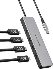 Wavlink 10Gbps USB C Hub - Aluminum USB 3.2 Gen 2 Hub with 4 USB C Data Ports, Support 85W Power Delivery, USB Port Splitter for MacBook Pro/Air iMac iPad Pro Dell Chromebook