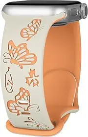 Silicone Bands for Apple Watch Band 42mm 41mm 40mm 38mm 46mm 44mm 45mm 49mm Women, Soft Cute Butterfly Pattern for Apple Watch Strap Series 10 9 8 7 6 5 4 3 Ultra Ultra2 SE 2nd