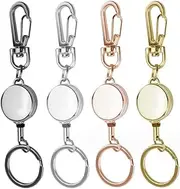 HIDOSNG Retractable Keychain, 4pcs Heavy Duty Retractable Keychain, Metal Retractable Keychain with Belt Clip Badge Reel Id Card Holder for Card Key Name (Sliver, Rose Gold, Gold, Grey)