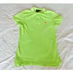 【POLO RALPH LAUREN】 (女) S號 THE SKINNY POLO 螢光綠色短袖T恤(有腰身)