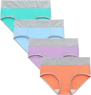 [SHACE] 4 Pack Women Briefs Underwear, Women'S No Show Underwear Soft Panties Stretch Hipster Underwears Regular & Plus Size Girls Panties Womens Thong Underwear (Multicolor H,M), Multicolor H, Medium