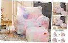 Bean Bag Chair, Sherpa Accent Beanbag Chair and Ottoman Set, Fur Faux Colorful