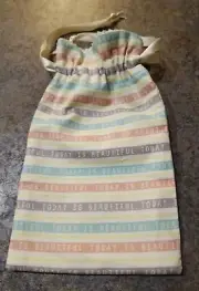 Small Ribbon Drawstring Pouch Bag Handmade Decorative Cotton Print 8"x 5"
