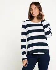 Spritz Stripe Long Sleeve Tee - Navy Stripe