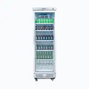 Bromic Upright Display Fridge - 372L - 1 Door - Flat Glass - White with Silver Trim