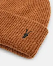 AllSaints - Ribbed Wool Blend Beanie - Designer - Orange - Brand New w/ Tags