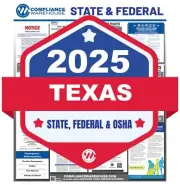 2025 Texas TX State/Federal Labor Law All In 1 Compliance Poster Paper/Laminated