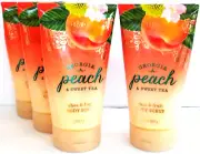 Bath Body Works GEORGIA PEACH & SWEET TEA Shea & Fruit Body Scrub 8 oz NEW x 4