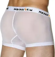[Generic] Men's Boxer Briefs Sexy Breathable Mesh Mens Underwear Letter Printed Underwear Shorts Bulge Pouch Underpants