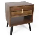 A&B Home 82705 Asther 21.7 X 19.7 inch Natural and Black Bedside Table