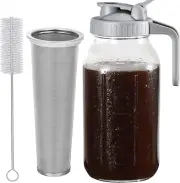 Cold Brew Coffee Maker Pitcher, 64 Oz Heavy Duty Wide Mouth Glass Mason Jar