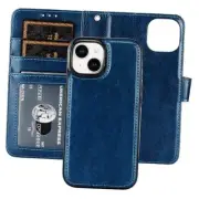 Detachable Wallet Case for iPhone 15 RFID Blocking Card Slots Holder Blue