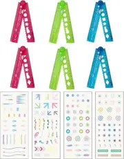 6Pcs Foldable Rulers Flexible Rulers with Stickers, Soft Plastic Ruler Clear
