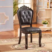 在飛比找蝦皮購物優惠-歐式椅子傢用實木靠背軟包椅現代簡約複古新古典鵰花美式餐椅 餐