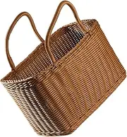 1Pc Woven Storage Basket Decorative Household Flower Arrangement Container Portable Rattan Basket for Fruits Vegetables and Home Decor