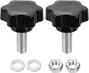 uxcell 2pcs Star Clamping Knobs with Nuts Washers, M12 x 30mm Metric Zinc Plated Carbon Steel Male Thread 48mm 6-Star Plastic Head, Threaded Stud Hand Knobs Handles Thumb Screws, Black