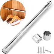 Wardrobe Rail, Extendable Clothing Rail, 21.5 to 39.5 Inch Stainless Steel Clothes Rod with End Sockets Screws, Adjustable Closet Rail, Pole Heavy Duty Telescopic Closet Rod