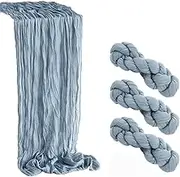 3 Piece Ft Cheesecloth Table Runner, Table Decor Romantic Wedding Runner Gauze Table Runner for Baby Shower Bridal Shower Wedding Birthday Party Table Decor (Blue, 4 Pcs-10FT)