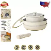 6-Piece Nonstick Induction Cookware Set with Detachable Handles - PFOA Free