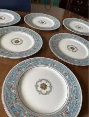 Wedgwood Florentine Turquoise Plates Set of 6, 27cm Diameter, Boxed