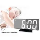 (Black)Digital Alarm Clock LED Mirror Screen USB Charging Automatic Dimming E