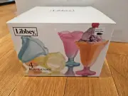 New Libbey Ka-Dinks Frosted Sundae Ice Cream Parfait Footed Glasses Set of 4