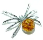 Masterpiece Golden Spider Natural Baltic Amber .925 Sterling Silver handmade Pe